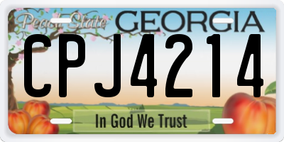 GA license plate CPJ4214