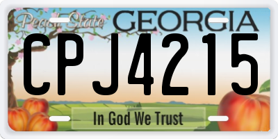 GA license plate CPJ4215