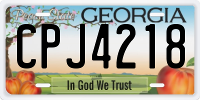 GA license plate CPJ4218