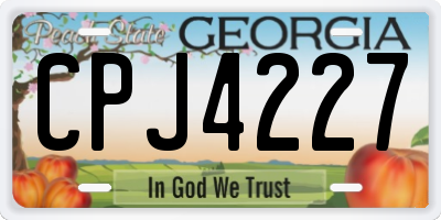 GA license plate CPJ4227