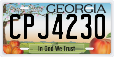 GA license plate CPJ4230