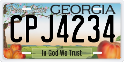 GA license plate CPJ4234