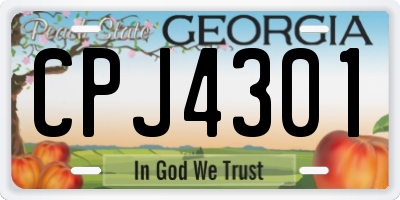 GA license plate CPJ4301