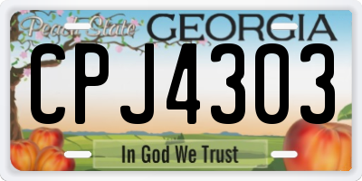 GA license plate CPJ4303