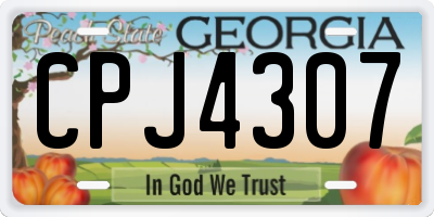 GA license plate CPJ4307