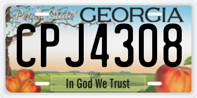GA license plate CPJ4308