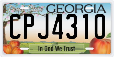 GA license plate CPJ4310