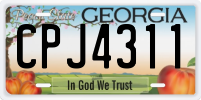 GA license plate CPJ4311