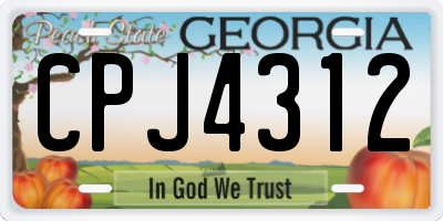 GA license plate CPJ4312
