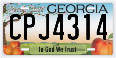 GA license plate CPJ4314