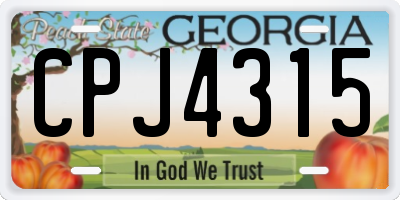 GA license plate CPJ4315