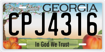 GA license plate CPJ4316