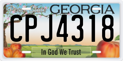 GA license plate CPJ4318