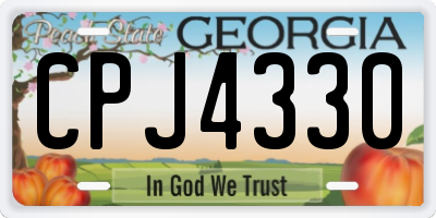 GA license plate CPJ4330