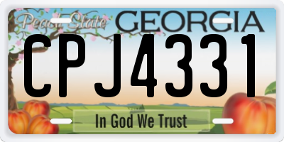 GA license plate CPJ4331