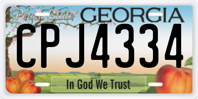 GA license plate CPJ4334