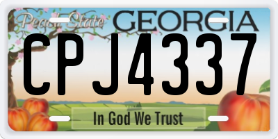 GA license plate CPJ4337