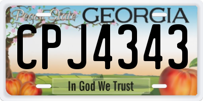 GA license plate CPJ4343