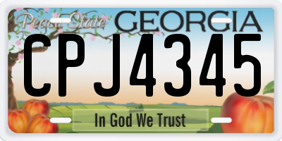 GA license plate CPJ4345