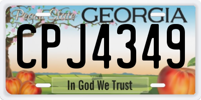 GA license plate CPJ4349