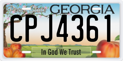 GA license plate CPJ4361