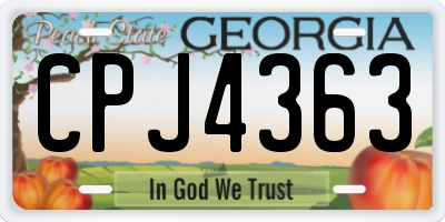 GA license plate CPJ4363