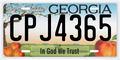 GA license plate CPJ4365