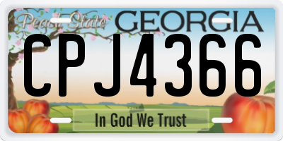 GA license plate CPJ4366