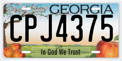 GA license plate CPJ4375