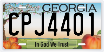 GA license plate CPJ4401
