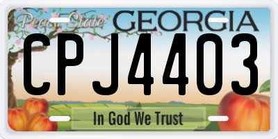 GA license plate CPJ4403