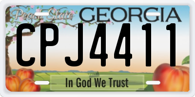 GA license plate CPJ4411