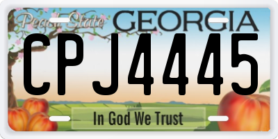 GA license plate CPJ4445