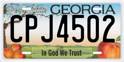 GA license plate CPJ4502