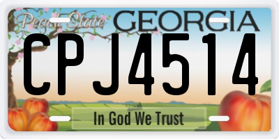 GA license plate CPJ4514