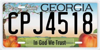 GA license plate CPJ4518