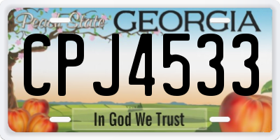 GA license plate CPJ4533