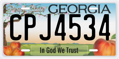 GA license plate CPJ4534