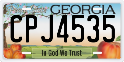 GA license plate CPJ4535