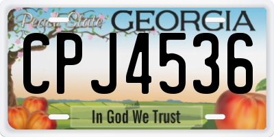 GA license plate CPJ4536
