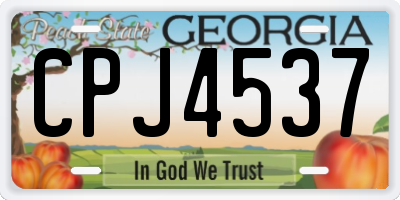GA license plate CPJ4537