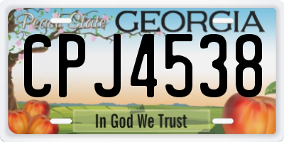 GA license plate CPJ4538