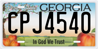 GA license plate CPJ4540