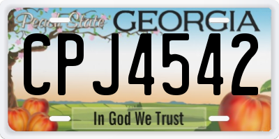 GA license plate CPJ4542