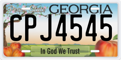 GA license plate CPJ4545