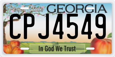 GA license plate CPJ4549