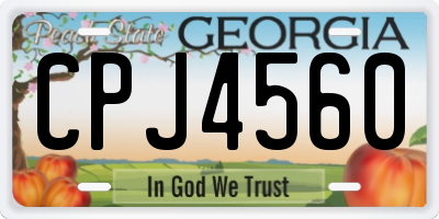 GA license plate CPJ4560