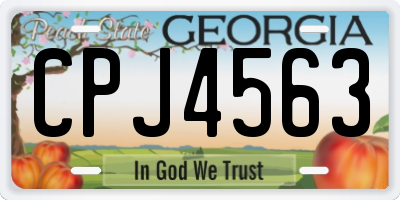 GA license plate CPJ4563