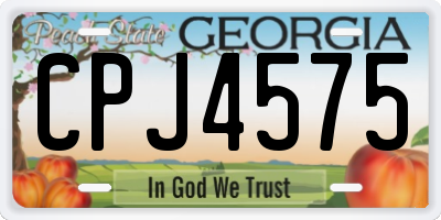 GA license plate CPJ4575