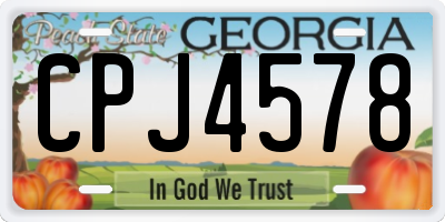 GA license plate CPJ4578